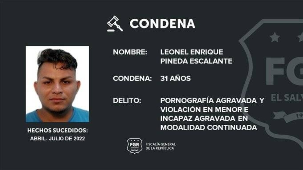 Leonel Pineda fue condenado a 31 años de cárcel por los delitos de pornografía agravada y violación en prejuicio de una niña. /FGR,image_description: