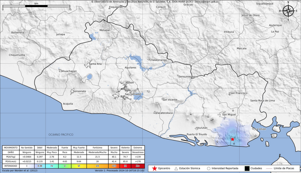 Sismo localizado en La Uniou0301n este miércoles./ Marn,image_description: