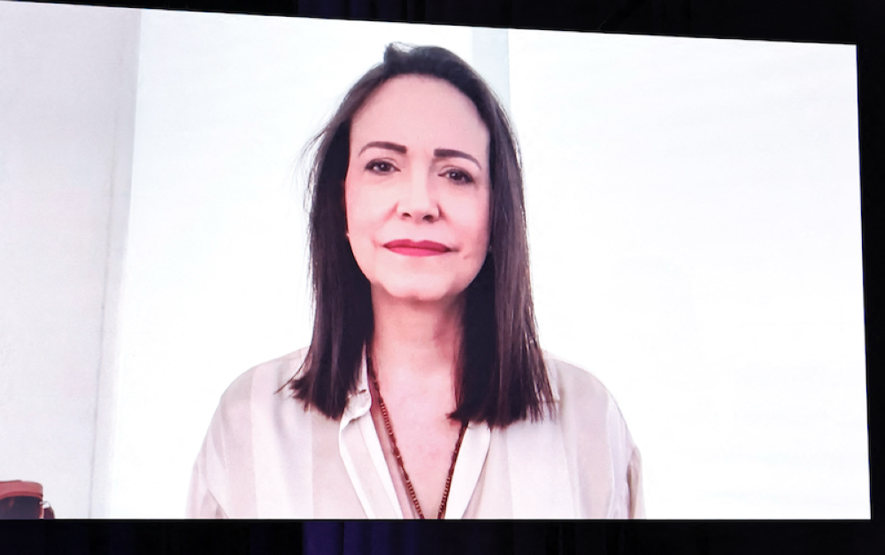 María Corina Machado, líder de la oposición venezolana.,image_description: