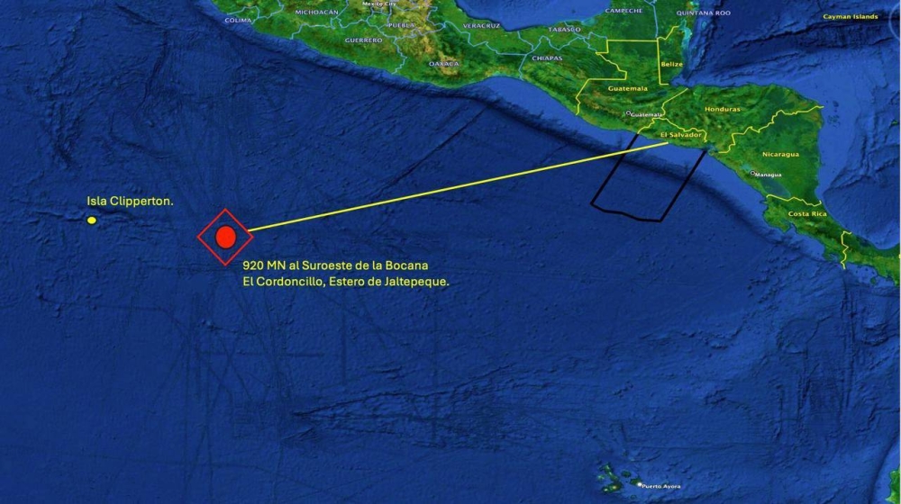 La incautación se realizó A 920 millas náuticas (1,704 kilómetros) al suroeste de la Bocana El Cordoncillo, Estero de Jaltepeque. / Nayib Bukele.