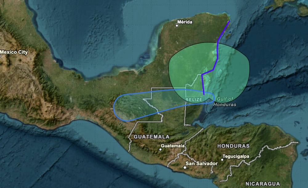 Trayectoria de la tormenta tropical Nadine, según gráfico del Centro Nacional de Huracanes de EEUU.,image_description: