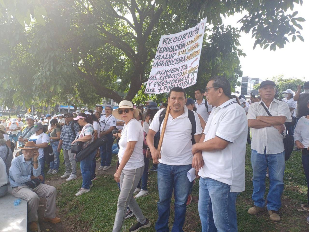 Docentes machan contra la reducción de presupuesto y de plazas para 2025. / Francisco Valle.