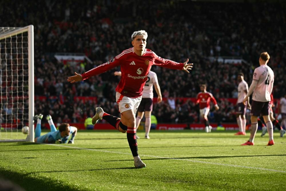 Alejandro Garnacho celebra su golazo ante Brentford. / AFP,image_description: