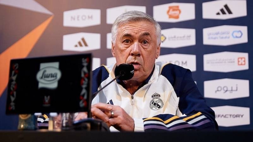 El entrenador del Real Madrid, Carlo Ancelotti, en rueda de prensa./EP,image_description:Fútbol/Supercopa. Carlo Ancelotti: Encontrarse tanto con el Atlético puede ser complicado