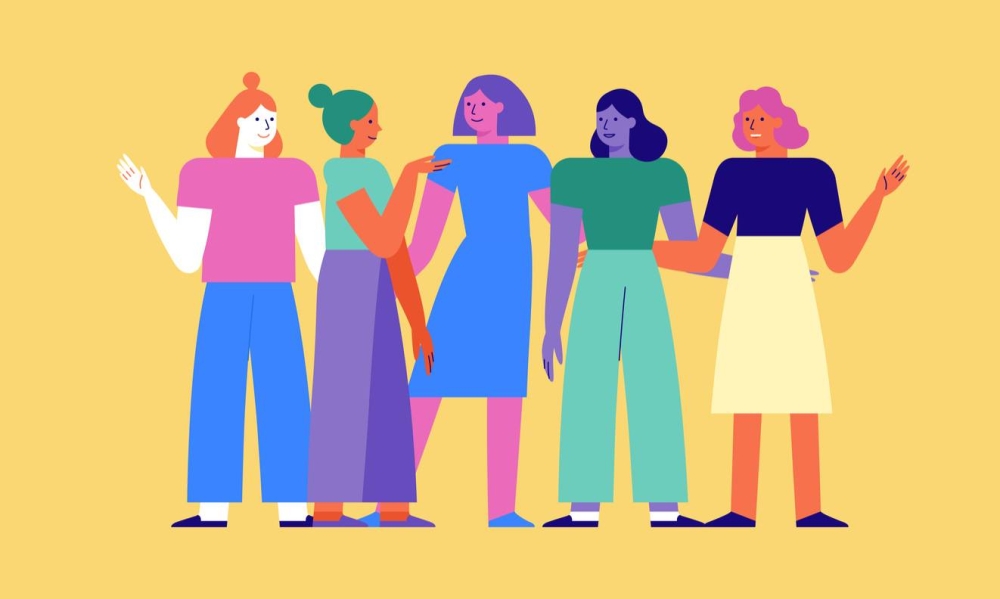 En el encuentro femenino se ofertarán artesanías, ropa con tintes orgánicos, cosmética natural, bisutería, café, postres, editoriales y venta de hortalizas y fruta.,image_description:Vector illustration in flat linear style  women teamwork