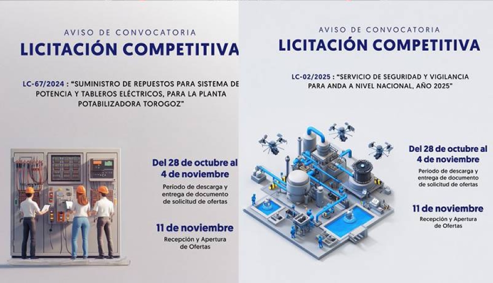 Además, la autónoma pone a disposición los teléfonos 22472867 y 22472931 para solicitar mayor información referente a las licitaciones. / ANDAn,image_description: