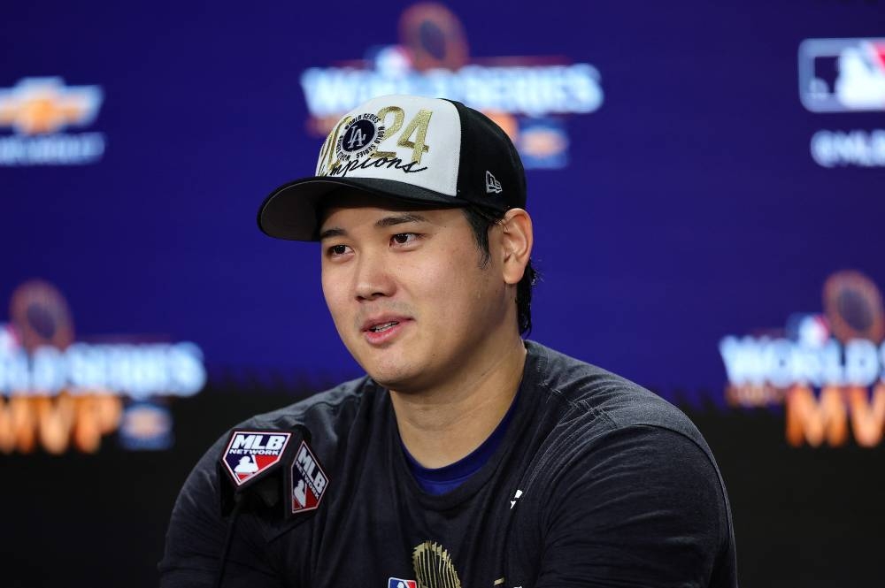 Shohei Ohtani, de Los Angeles Dodgers, habla en conferencia de prensa. / AFP,image_description:World Series  Los Angeles Dodgers v New York Yankees  Game 5