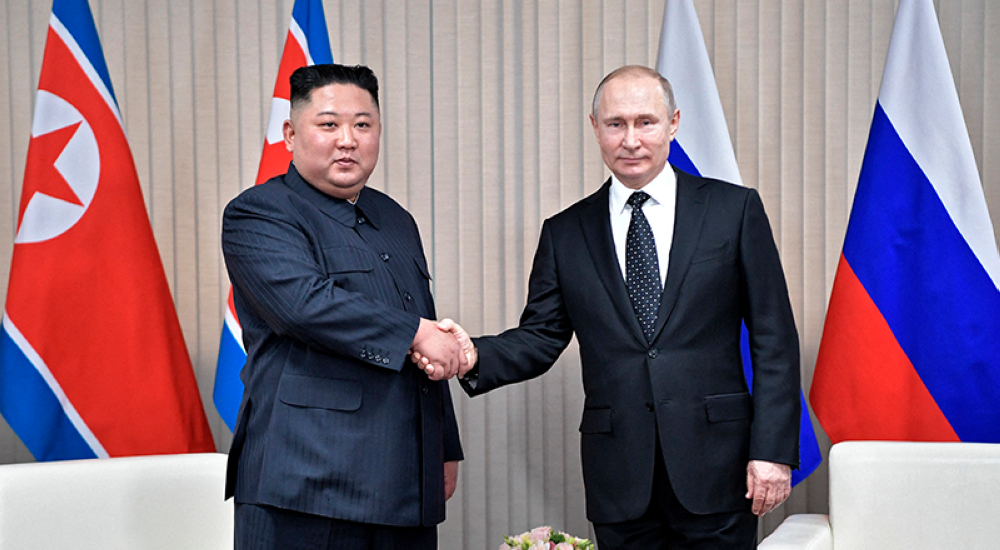 El líder norcoreano, Kim Jong Un y el presidente de Rusia, Vladimir Putin / Foto de archivo de AFP.,image_description: