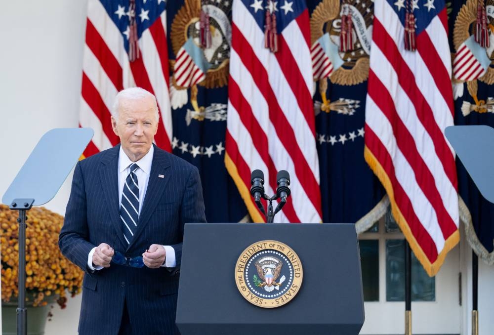 El presidente de Estados Unidos, Joe Biden, se dirige a la nación desde el jardín de rosas de la Casa Blanca en Washington, DC, el 7 de noviembre de 2024, después de que Donald Trump ganara las elecciones presidenciales. /AFP,image_description:Joe Biden to address the nation after Donald Trump wins presidential election