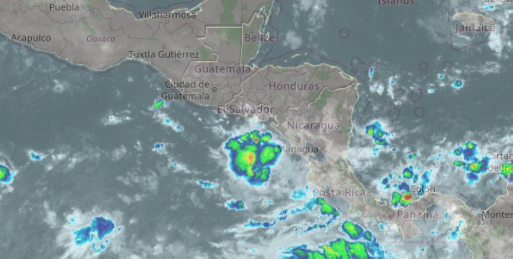 Imagen satelital de esta mañana en la región del observatorio de amenazas del MARN. / MARN.,image_description: