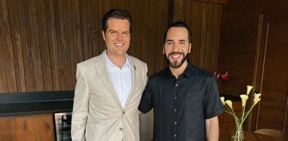 Matt Gaetz, quien será nominado a fiscal general por Donald Trump, junto Nayib Bukele. / GingerLGaetz.,image_description: