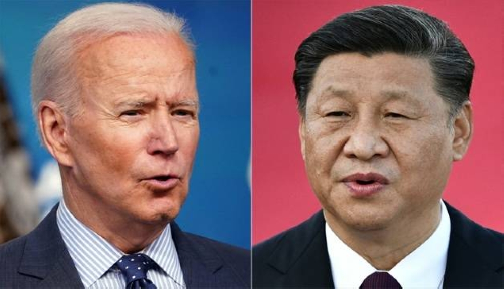 El presidente estadounidense Joe Biden izq y el gobernante chino Xi Jinping.,image_description: