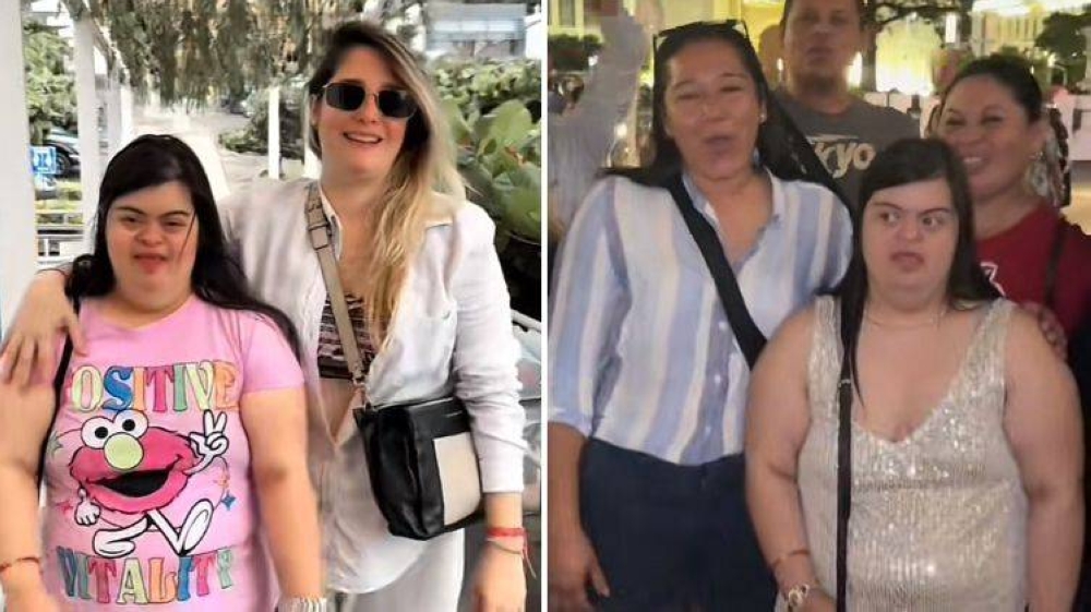 A la izquierda, Jessica pasea con Pamela, quien ha sido su cariñosa guía en el país.  A la derecha, la tiktoker con sus fans en el centro histórico.,image_description: