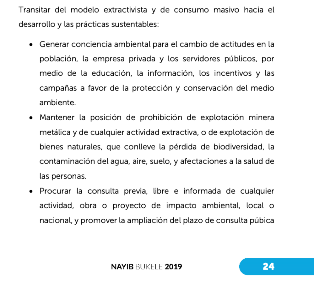 El plan de gobierno respaldaba la prohibición de la minería metálica.