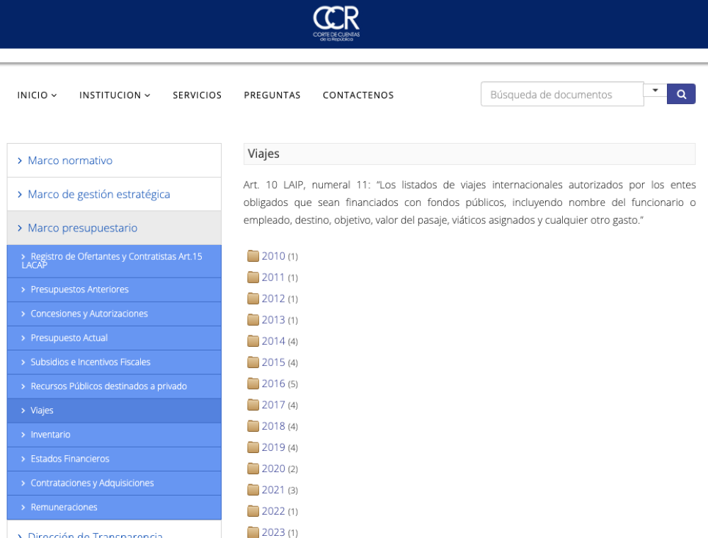 Los informes de viajes pagados con fondos públicos tampoco fueron publicados. 