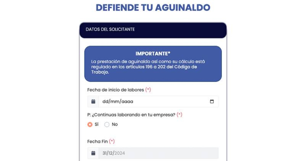 La plataforma del Ministerio de Trabajo permite calcular el monto que corresponde de aguinaldo conforme al tiempo trabajado en una misma empresa. ,image_description: