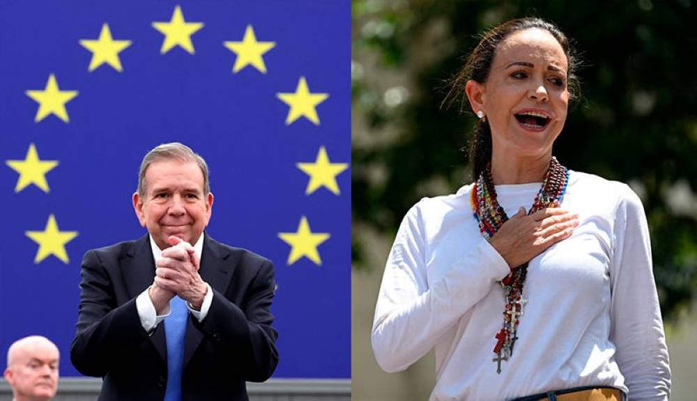 Edmundo González Urrutia y María Corina Machado, líderes de la oposición democrática venezolana. /AFP,image_description: